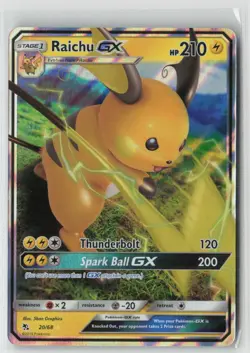 Pokemon Raichu GX #20/68 Hidden Fates Near Mint or Better - Image 1