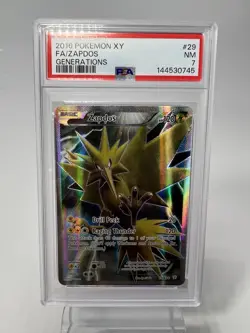 2016 POKEMON XY GENERATIONS #29 FULL ART/ZAPDOS PSA 7 - Image 1