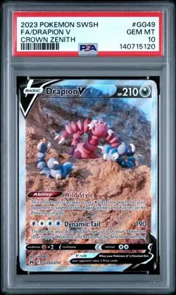 2023 POKEMON SWORD & SHIELD CROWN ZENITH #GG49 FULL ART/DRAPION V PSA 10 - Image 1