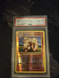 Pokemon Arcanine Reverse Holo #18/108 Evolutions 2016 - PSA 8 NM-MINT - Image 1
