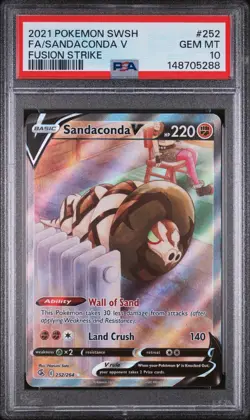 FA/SANDACONDA V FUSION STRIKE POKEMON SWSH FUSION STRIKE 2021 252 PSA 10 - Image 1