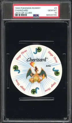 1999 POKEMON RUMMY 6 CHARIZARD JACK OF CLUBS PSA 10 - Image 1