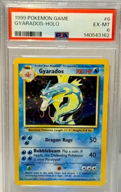 VINTAGE PSA POKEMON GAME "GYRADOS" HOLO BASE SET #6 (PSA EX-MT 6) RARE *CLASSIC* - Image 1