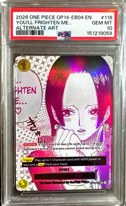 One Piece 2026 OP14-EB04 EN#118 PSA MINT 10 You'll Frighten Me Alternate Art Boa - Image 1