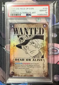 One Piece Sabo (Wanted Poster) OP13-120 Sec* (SP) Carrying On His Will PSA 10 - Image 1