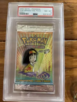 POKEMON 2000 WOTC GYM HEROES FOIL PACK ERIKA PSA 8 - Image 1