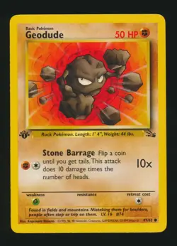 1999 Pokemon FOSSIL (WOTC) -#47 GEODUDE *1st Edition* - Image 1