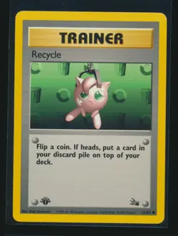 1999 Pokemon FOSSIL (WOTC) -#61 Trainer: RECYCLE (Jigglypuff) *1st Edition* - Image 1