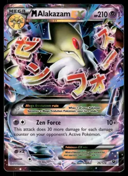 Pokemon Cards M Alakazam EX 26/124 Fates Collide Holo Rare EX LP - Image 1