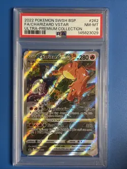 2022 POKEMON SWSH BLACK STAR PROMO #262 FULL ART/CHARIZARD VSTAR PSA 8 - Image 1