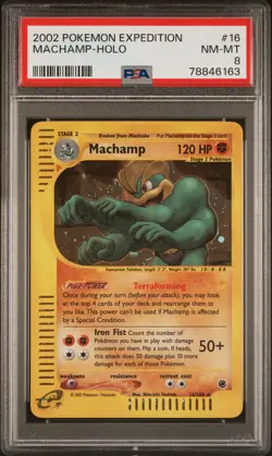 2002 Pokemon Expedition Machamp Holo 16/165 PSA 8 Near Mint - Image 1