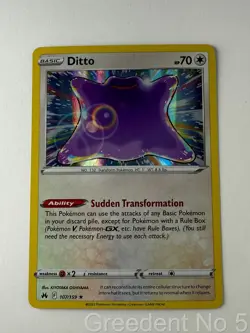 Ditto 107/159 Holo Rare Crown Zenith Pokemon Near Mint - Image 1