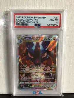 2023 POKEMON SWSH BSP FA/LUCARIO VSTAR #291 PSA 10 - Image 1