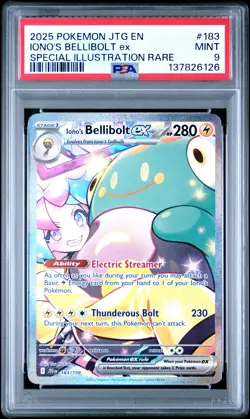 2025 POKEMON JTG EN-JOURNEY TOGETHER #183 IONO'S BELLIBOLT EX PSA 9 - Image 1