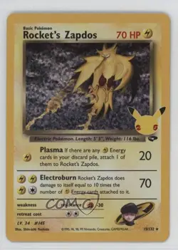 Rocket's Zapdos (Gym Challenge) Holo Pokemon Celebrations Classic Collection - Image 1