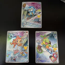 Pokemon TCG First Partner Illustration Collection Chimchar, Turtwig, Piplup NM - Image 1