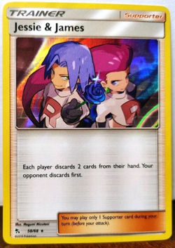 POKEMON TEAM ROCKET JESSIE & JAMES HOLO 58/68 HIDDEN FATES NM CONDITION - Image 1