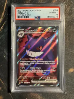 PSA 10 GENGAR EX 193 TEMPORAL FORCES ULTRA RARE SCARLET & VIOLET POKEMON - Image 1