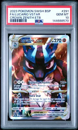 2023 POKEMON SWSH BLACK STAR PROMO #291 FULL ART/LUCARIO VSTAR PSA 10 - Image 1