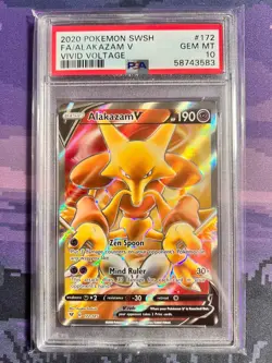 Alakazam V 172/185 Vivid Voltage Full Art Pokemon PSA 10 - Image 1
