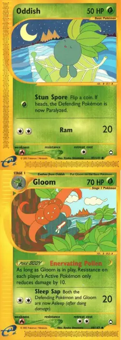 Pokemon TCG Aquapolis Gloom Oddish Mp X2 - Image 1