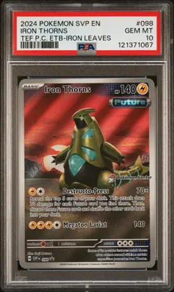 2024 POKEMON TEMPORAL FORCES POKEMON CENTER ETB PROMO SVP #098 IRON THORN PSA 10 - Image 1