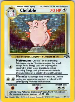 CLEFABLE 1/64 HOLO JUNGLE POKEMON UNLIMITED HOLO DMG - Image 1