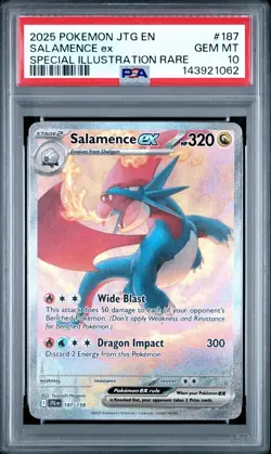 2025 POKEMON JTG EN-JOURNEY TOGETHER #187 SALAMENCE EX PSA 10 - Image 1