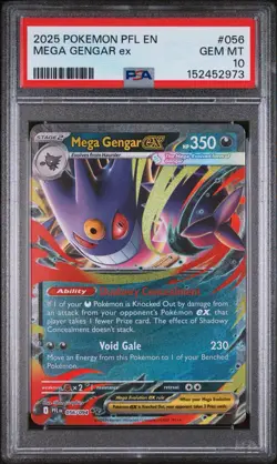 2025 POKEMON PFL ENGLISH PHANTASMAL FLAMES #056 MEGA GENGAR ex, PSA 10 - Image 1