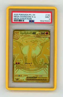 2025 POKEMON PHANTASMAL FLAMES MEGA HYPER RARE #130 MEGA CHARIZARD X EX PSA 9 - Image 1