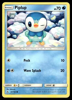 2018 Sun & Moon - Ultra Prism Piplup Basic/Common #32 - Image 1