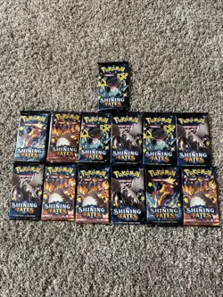 Pokemon TCG Shining Fates Booster Pack Lot of 13 New Factory Sealed 753569127335 - Image 1