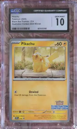 Lot of 2: Pokemon Pikachu SMP 214 CGC 10 Illustration Contest 2024 Winner - Image 1