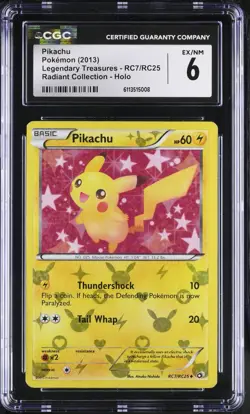 2013 Pokemon Legendary Treasures #RC7 Pikachu Radiant Collection CGC 6 - Image 1