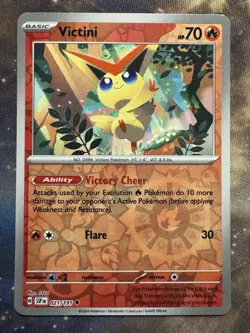 Pokemon TCG Victini 021/191 Sv08: Surging Sparks Reverse Holo - Image 1