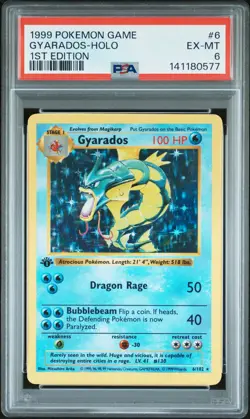 1999 POKEMON GAME 1ST ED #6 GYARADOS-HOLO PSA 6 - Image 1