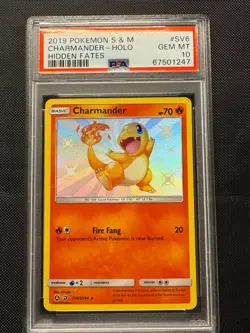2019 POKEMON SUN & MOON HIDDEN FATES #SV6 CHARMANDER-HOLO PSA 10 - Image 1