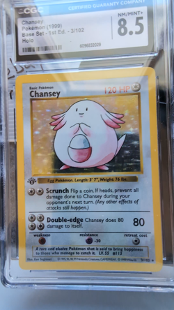 Chansey 1st Edition Base Set CGC 8.5 NM/Mint+ TCG Pokemon 3 ENGLISH Rare Holo - Image 2