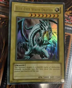 Blue-Eyes White Dragon LOB-001 Unlimited with Noticeable Rim Error NM Yu-Gi-Oh - Image 1