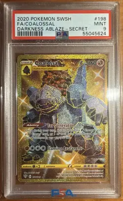 PSA 9 Coalossal (Secret) 198/189 2020 Pokemon Sword & Shield Darkness Ablaze - Image 1