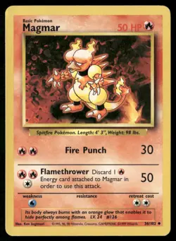 ✰ MAGMAR 36/102 UNCOMMON BASE SET UNLIMITED POKEMON ✰ HP - Image 2