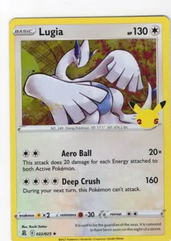 LUGIA 022/025 Celebrations Holo Rare Pokemon 25th Anniversary TCG Near Mint - Image 1