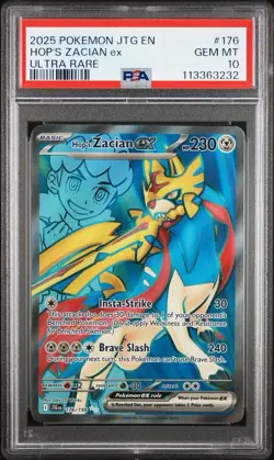 2025 Pokemon Journey Together # 176 Hop's Zacian EX Ultra Rare PSA 10 GEM MINT! - Image 1