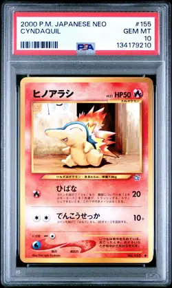 2000 Pokemon Japanese NEO Cyndaquil #155 PSA 10 (210 - Image 1