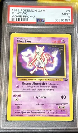 1999 POKEMON GAME MOVIE #3 MEWTWO MOVIE PROMO PSA 9 - Image 1