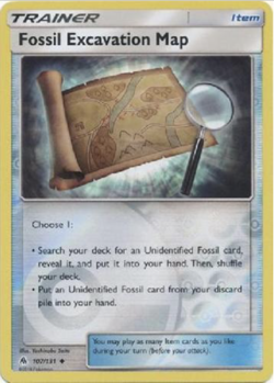 Pokemon, S&M6, Forbidden Light - 6x Fossil Excavation Map - 107/131 - Unc - NM/M - Image 1
