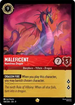 MALEFICENT - Monstrous Dragon Legendary #108/204 EN 9 Disney Lorcana FABLED 2025 - Image 1