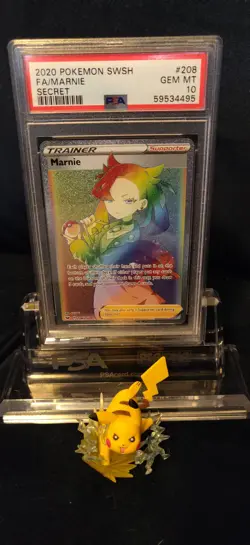 Pokemon TCG: Marnie - Graded PSA 10 GEM MINT 2020 Sword & Shield #208 F/A RR - Image 1