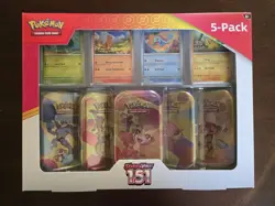Pokemon Scarlet & Violet - 151 (5-Pack) Mini Tins w/ 4 Promo cards Costco Bundle - Image 1