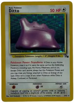 1999 Pokemon Classic - Fossil #3 Ditto Holofoil VG-EX - Image 1